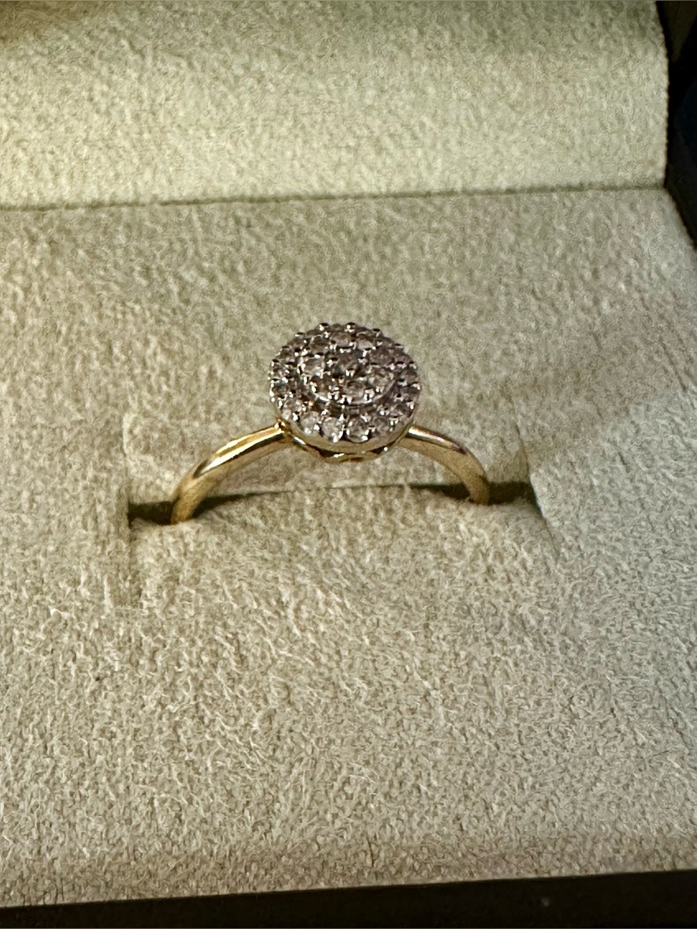 10K Yellow Gold Art Deco Diamond Halo Ring